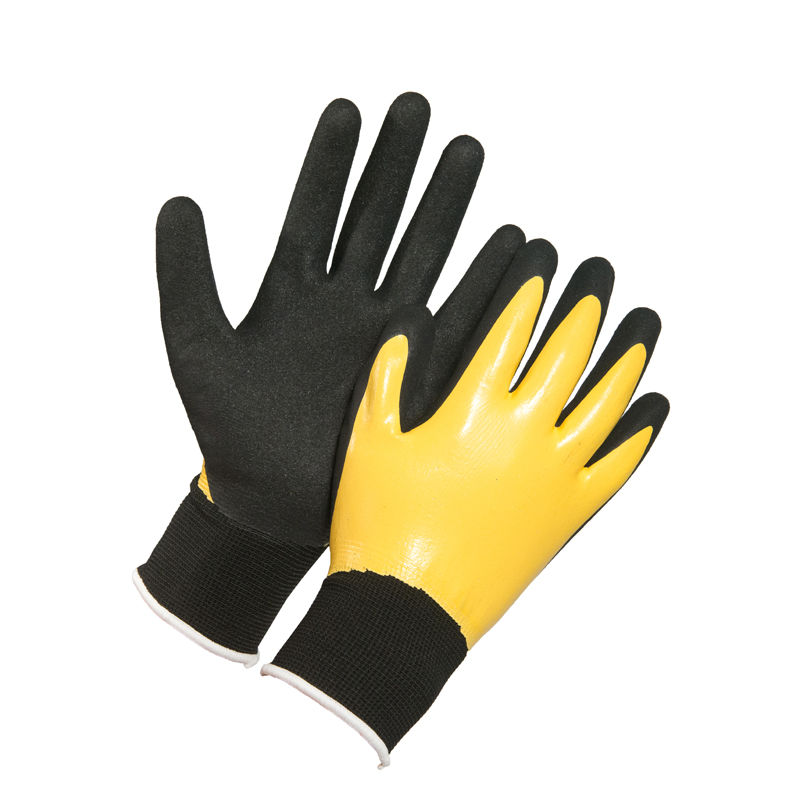 Double Dipped Sandy Finish Nitrile Coated Safety Work Glove