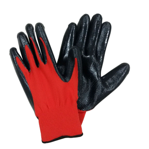 13G red polyester liner nitrile dipped glove HNN337