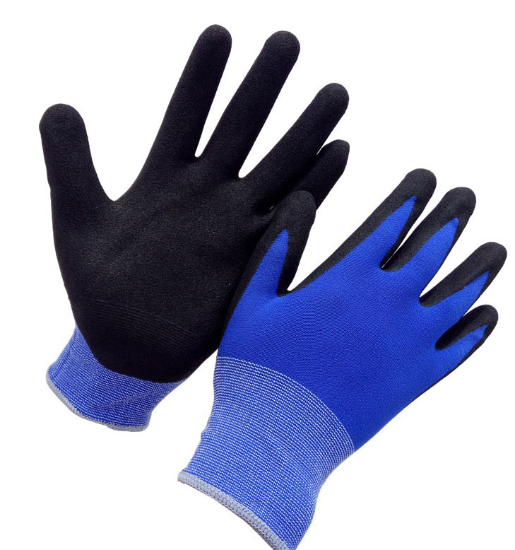 Blue 15 gauge sandy nitrile coated glove The best quality glove